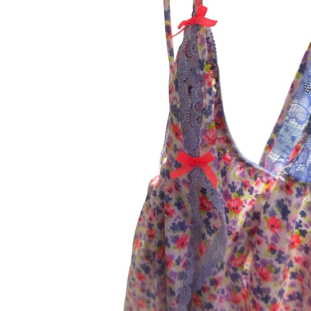 Victoria Secret Y2K Babydoll Cami Satin Florals Lace Cut Out bows Nightie sexy - Picture 10 of 16